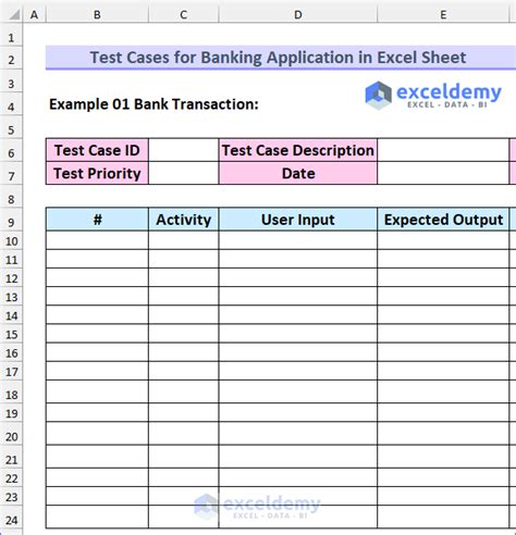 Test Cases For Banking Application In Excel Sheet 4 Easy Steps