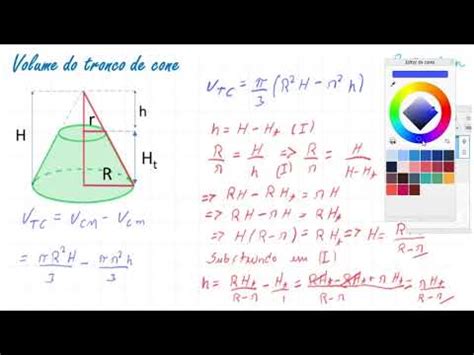 Volume Do Tronco De Cone Demonstra O Youtube