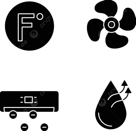 Air Conditioning Glyph Icons Set Cool Ventilation Sign Vector Cool