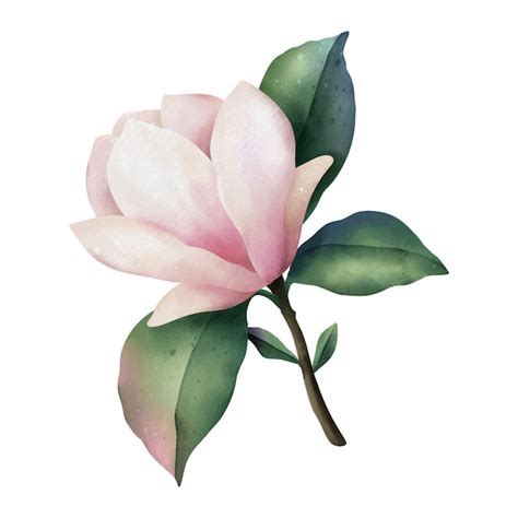 Flor De Magnolia Rosa Acuarela Dibujada A Mano Ilustraci N Aislada En