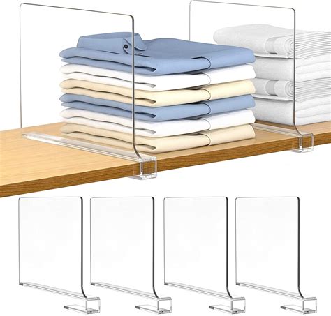 High Quality Goods Both Comfortable And Chic Hiziwimi 6pcs Clear Acrylic Shelf Dividers Wood