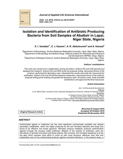 Pdf Isolation And Identification Of Antibiotic Producing Bacteria