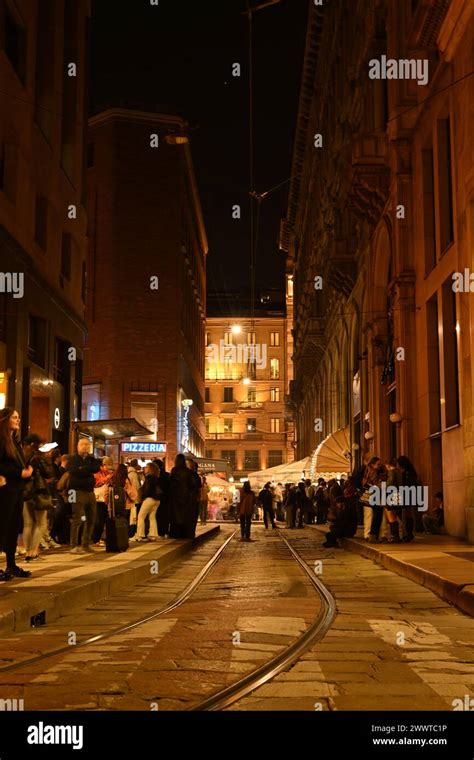 Streets Of Milan Milano Italy At Night Stock Photo Alamy