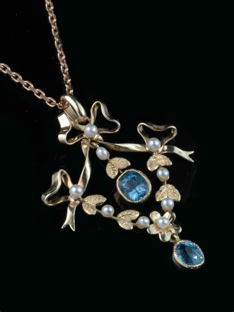 15ct Victorian Aquamarine And Pearl Pendant Necklace Goodwins Antiques