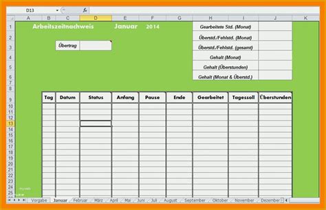 Spezialisiert Vorlage Arbeitszeitnachweis Kostenlos Vorlagen