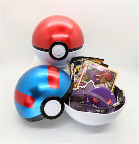 Pokeball Pokemon Tcg Tin Gift Bundle Gacha Includes Card Etsy