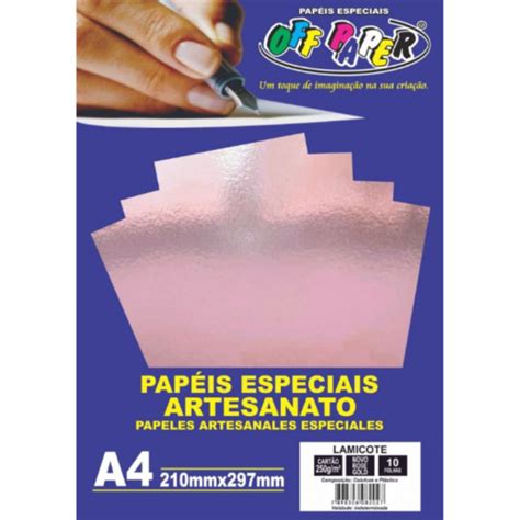 Papel Lamicote A4 250g C 10 Folhas Off Paper Rose Gold Na Papelaria