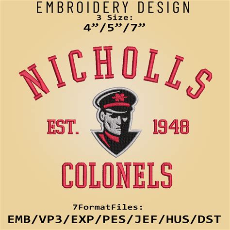 Nicholls Colonels Embroidery Design Ncaa Logo Embroidery Fi Inspire