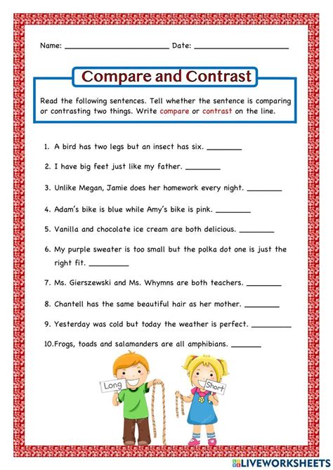 Compare And Contrast Worksheet Facts Explanation Examples