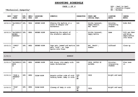 Shooting Schedule Templates Word Excel Templates