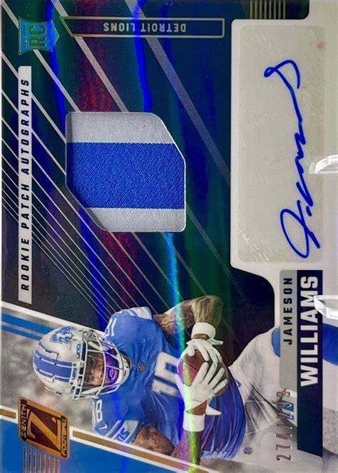 Jameson Williams 2022 Zenith 208 Rookie Patch Auto 299 Price Guide