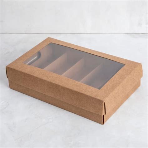 Caja Kraft Tapa Y Base Separada C Visor Y Divisiones X X Cm