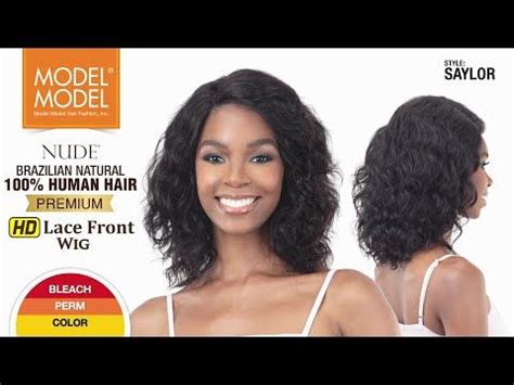 SAYLOR NUDE Brazilian Natural 100 Human Hair Lace Front Wig Model Model