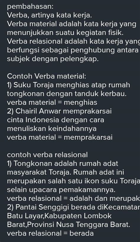 Contoh Kata Kerja Material Dan Relasional