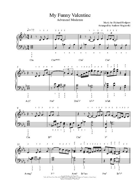 My Funny Valentine By Rodgers And Hart Sheet Music And Lesson Advanced Level