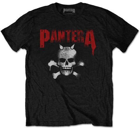 Pantera Horned Skull Stencil Black T Shirt