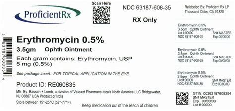 Erythromycin Ophthalmic Ointment Usp 05 Sterile