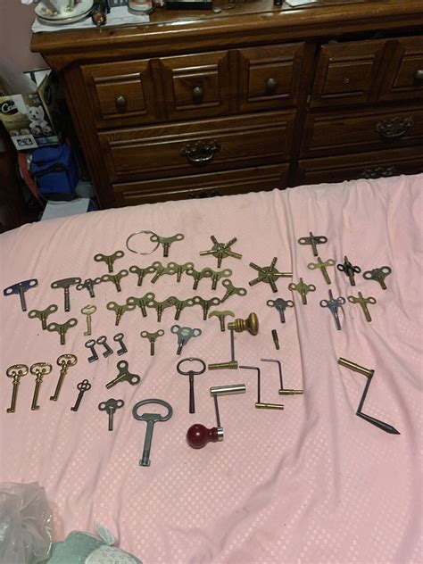 Wind Up Clock Keys Lot Grandfather Large Collection Vintage Old Mantle Keys A Antique Price