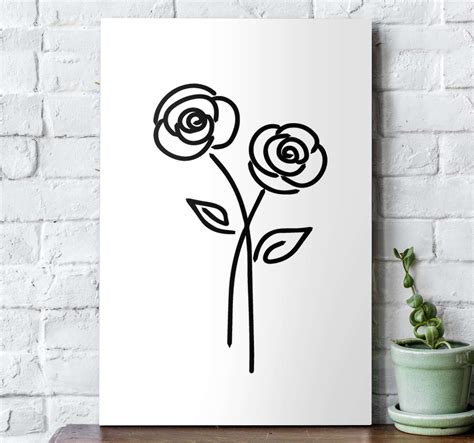 Cuadro flores Par de rosas diseño minimalista TenVinilo