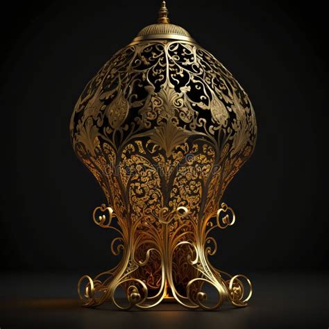 Gold Filigree Inlaid Lamp Generative Ai Stock Illustration