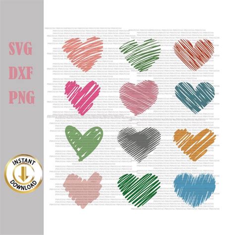 Brushstroke Hearts Svg Png Bundle Hand Drawn Heart Svg Etsy