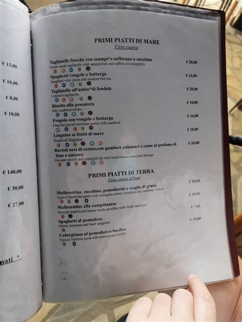 Menu Da Ristorante Il Miraggio Villaggio Mandorli