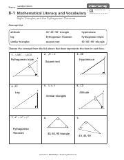 Mathematical Literacy Pythagorean Theorem Triangles Course Hero