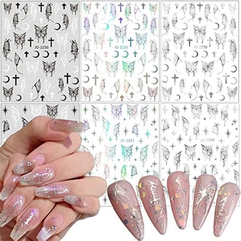 Amazon 6 Sheets Laser Butterfly Nail Art Stickers Designer Nail