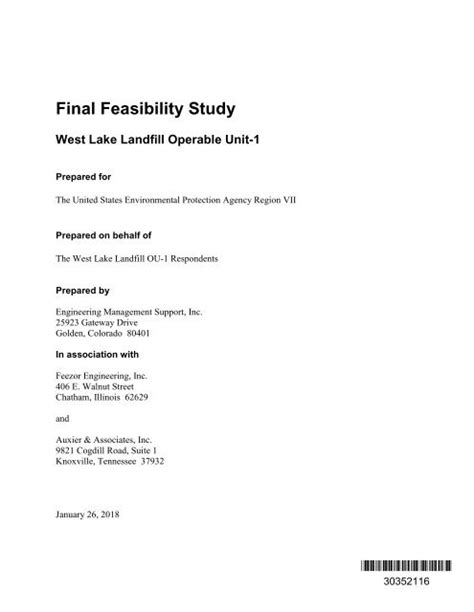 Final Feasibility Study West Lake Landfill Operable Unit