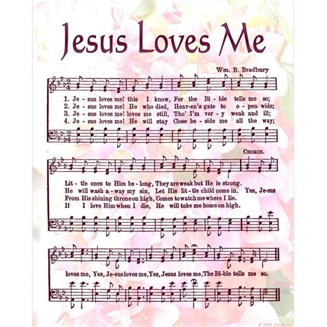 JESUS LOVES ME 8 X 10 Antique Hymn on Photo Art by VintageVerses