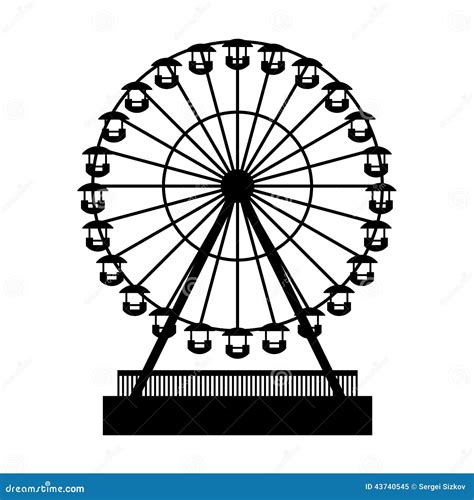 Silhouette Park Atraktsion Ferris Wheel Vector Stock Vector Image