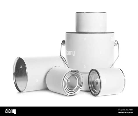 Paint cans, isolated on white Stock Photo - Alamy