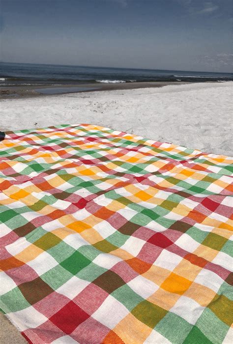 Linen BEACH Blanket Picnic Blanket Beach Plaid | Etsy