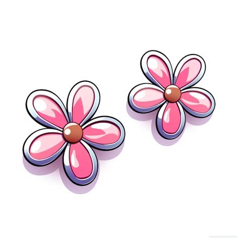 Premium AI Image Pair Of Pink And Blue Flower Shaped Earrings On