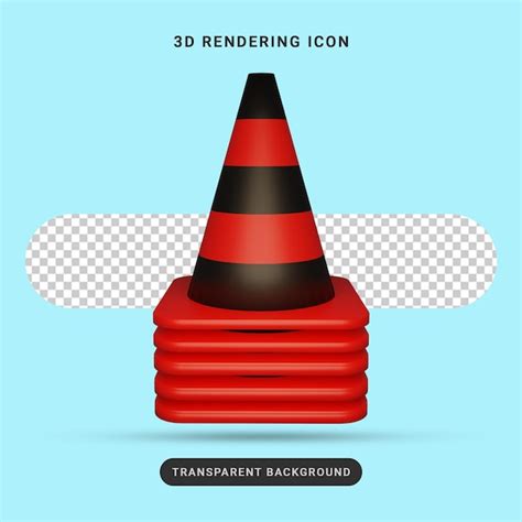 Representación 3d icono de cono de tráfico negro rojo Archivo PSD Premium