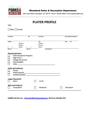 Free Softball Player Profile Template Pdf