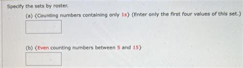 Solved Specify The Set By Roster Distinct Letters In The Chegg