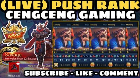 Live Solo Rank Sang Top Global Sampai Mythical Glory Mlb Youtube