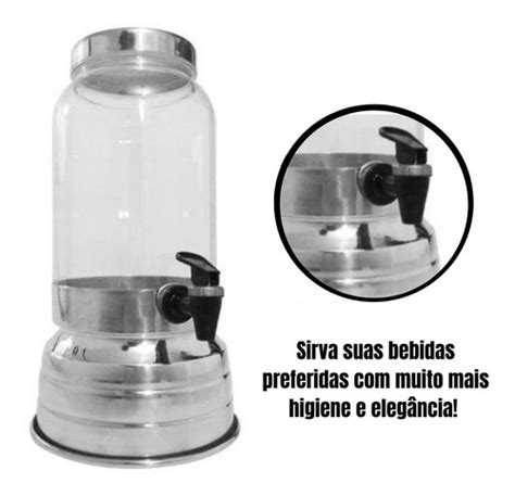 Kit 2 Suqueiras De Vidro Torneira Suporte Dispenser 3l