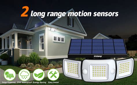 Intelamp Solar Flood Lights Outdoor Motion Sensor With Remote Control