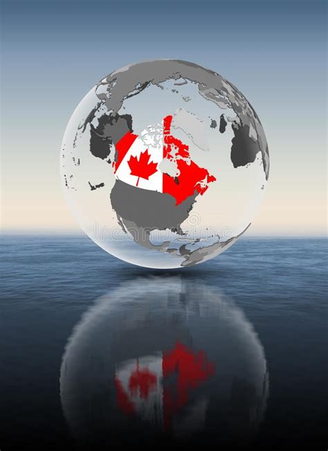 Canada On Translucent Globe Above Water Stock Illustration