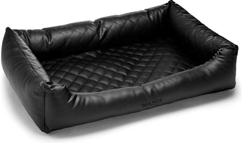 FEINE PFOTE Orthopädisches Leder Hundebett schwarz BARON S M L XL