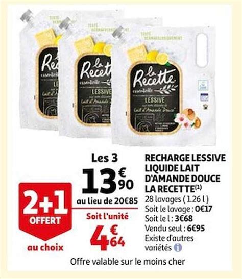 Offre Recharge Lessive Liquide Lait D Amande Douce La Recette Chez Auchan