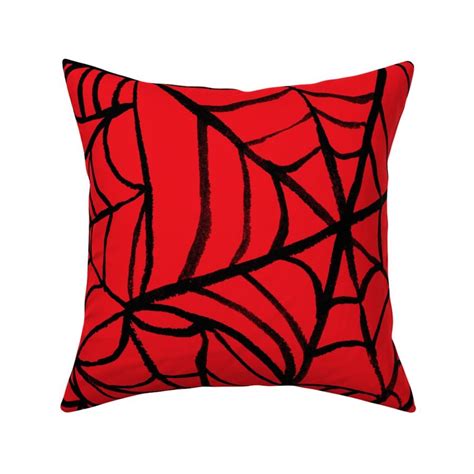 Spiderwebs Jumbo Scale Red And Black Fabric Spoonflower