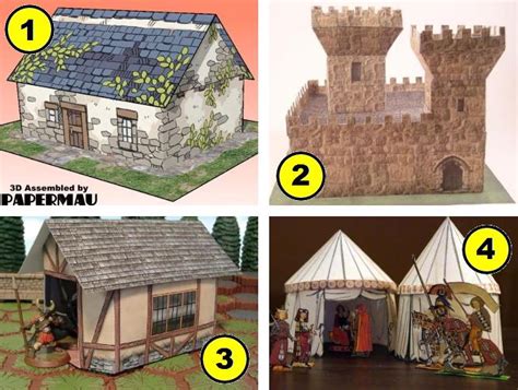 Papermau Four Tudor Style Houses Paper Models For Dioramas And