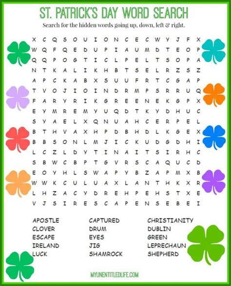 St Patricks Day Printable Word Search