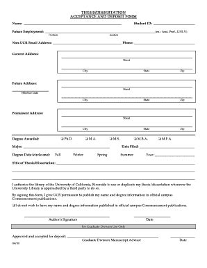 Fillable Online Graduate Ucr Ucr Deposit And Acceptance Form Fax Email