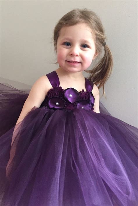 Plum Flower Girl Tulle Dress Eggplant Flower Girl Dress Girls