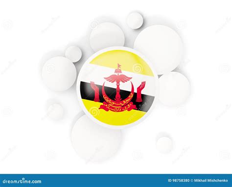 Runde Flagge Von Brunei Mit Kreismuster Stock Abbildung Illustration