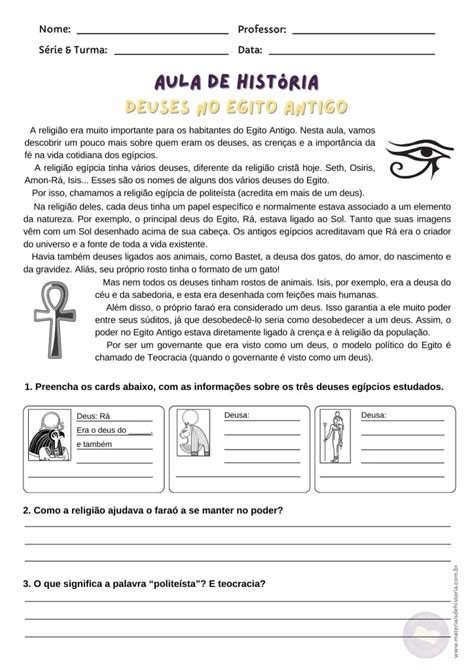 Atividade Sobre O Egito Antigo 5 Ano - Atividades sobre Egito Antigo - 5º Ano (prontas para imprimir ...